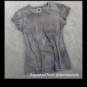 2 Harley Davidson Tees Black Gray Studded Beaded Glitter Bundle